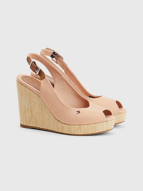 Sandały Tommy Hilfiger Iconic Bez Pięty Espadryle High Heel Wedges Damskie Beżowe | TH418LIM