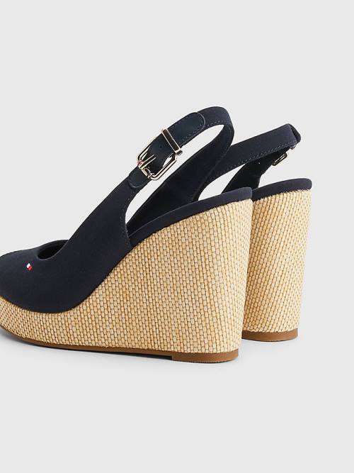 Sandały Tommy Hilfiger Iconic Bez Pięty Espadryle High Heel Wedges Damskie Niebieskie | TH425QWV