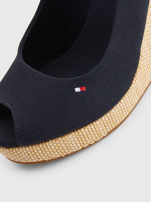 Sandały Tommy Hilfiger Iconic Bez Pięty Espadryle High Heel Wedges Damskie Niebieskie | TH425QWV