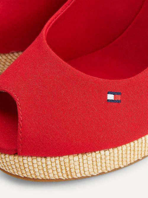 Sandały Tommy Hilfiger Iconic Bez Pięty Espadryle High Heel Wedges Damskie Czerwone | TH468HOC