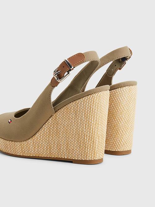 Sandały Tommy Hilfiger Iconic Bez Pięty Espadryle High Heel Wedges Damskie Brązowe | TH701UEM