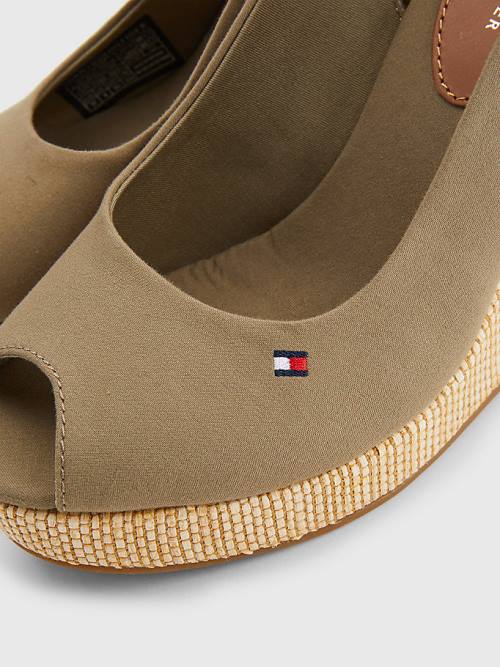 Sandały Tommy Hilfiger Iconic Bez Pięty Espadryle High Heel Wedges Damskie Brązowe | TH701UEM