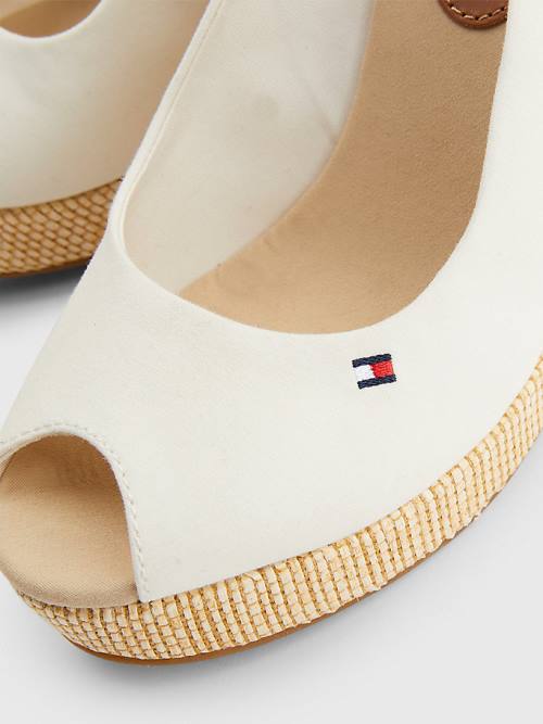 Sandały Tommy Hilfiger Iconic Bez Pięty Espadryle High Heel Wedges Damskie Białe | TH831VHY