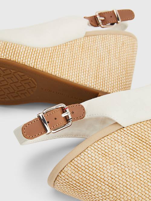 Sandały Tommy Hilfiger Iconic Bez Pięty Espadryle High Heel Wedges Damskie Białe | TH831VHY