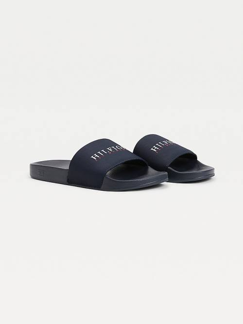 Sandały Tommy Hilfiger Logo Slides Męskie Niebieskie | TH048WZS