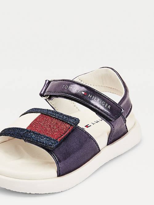 Sandały Tommy Hilfiger Metallic Flag Glitter Dziewczynka Niebieskie | TH924ZLO