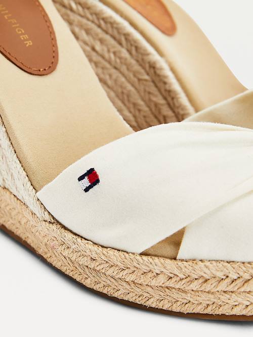 Sandały Tommy Hilfiger Open Metalowym High Koturny Espadryle Damskie Białe | TH348FAO