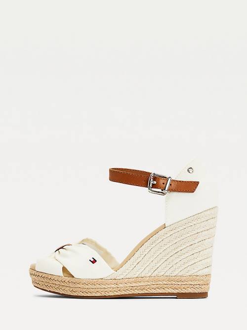 Sandały Tommy Hilfiger Open Metalowym High Koturny Espadryle Damskie Białe | TH348FAO