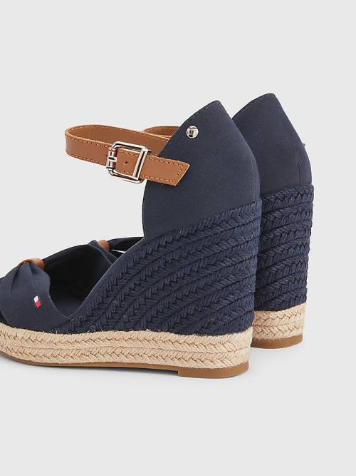 Sandały Tommy Hilfiger Open Metalowym High Koturny Espadryle Damskie Niebieskie | TH469EKG