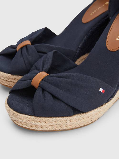 Sandały Tommy Hilfiger Open Metalowym High Koturny Espadryle Damskie Niebieskie | TH469EKG