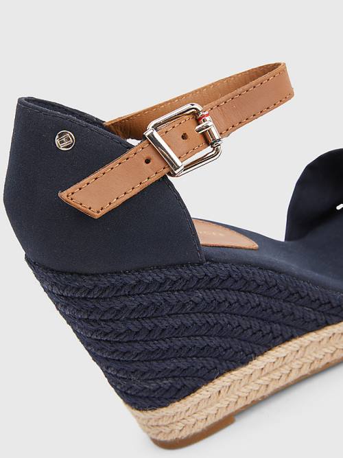 Sandały Tommy Hilfiger Open Metalowym High Koturny Espadryle Damskie Niebieskie | TH469EKG