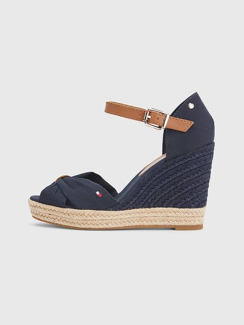 Sandały Tommy Hilfiger Open Metalowym High Koturny Espadryle Damskie Niebieskie | TH469EKG