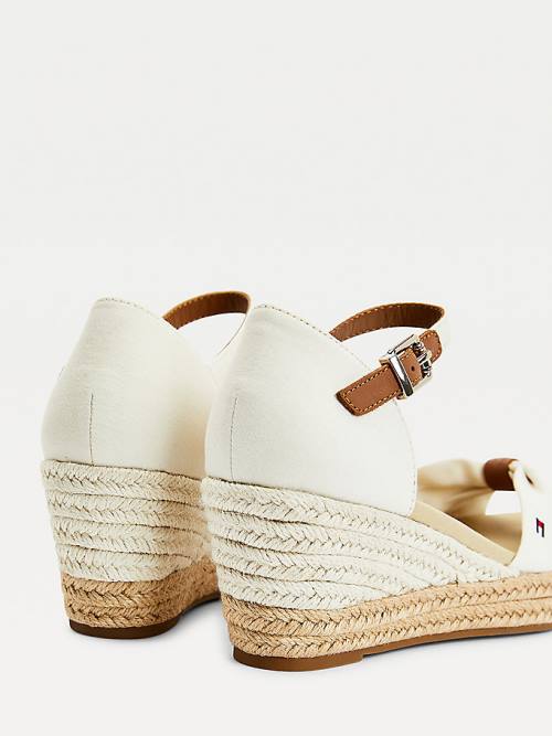 Sandały Tommy Hilfiger Open Metalowym Mid Koturny Espadryle Damskie Białe | TH074ZLF