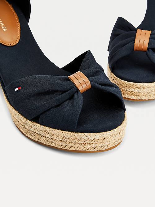 Sandały Tommy Hilfiger Open Metalowym Mid Koturny Espadryle Damskie Niebieskie | TH589CDX