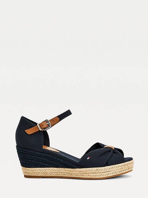 Sandały Tommy Hilfiger Open Metalowym Mid Koturny Espadryle Damskie Niebieskie | TH589CDX