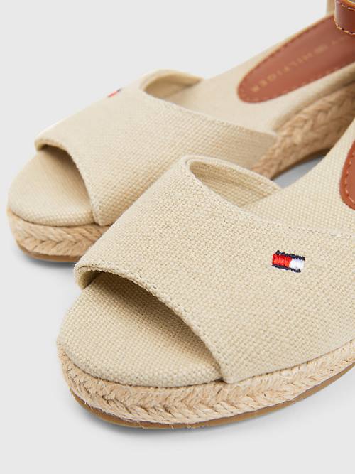 Sandały Tommy Hilfiger Rope Koturny Dziewczynka Beżowe | TH384YJZ