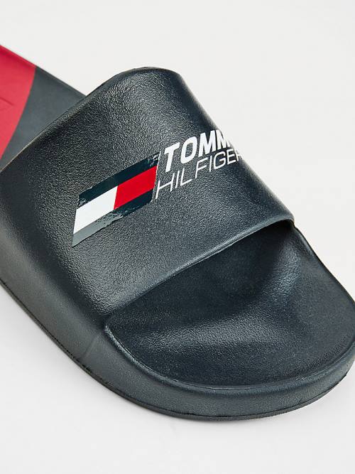 Sandały Tommy Hilfiger Sportowe Colour-Blocked Pool Slides Męskie Niebieskie | TH719NTE