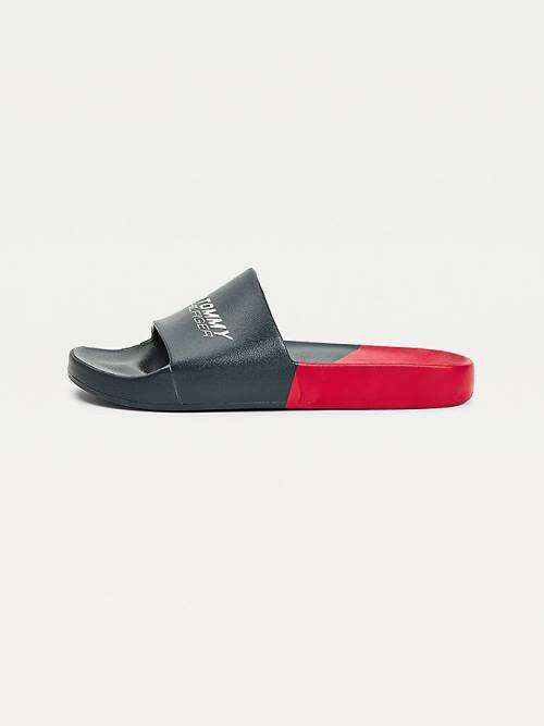 Sandały Tommy Hilfiger Sportowe Colour-Blocked Pool Slides Męskie Niebieskie | TH719NTE