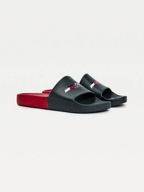 Sandały Tommy Hilfiger Sportowe Colour-Blocked Pool Slides Męskie Niebieskie | TH719NTE