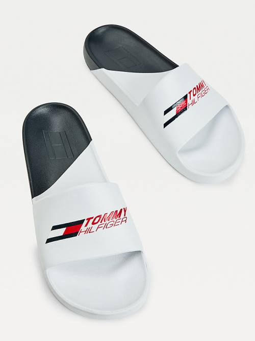 Sandały Tommy Hilfiger Sportowe Colour-Blocked Pool Slides Męskie Białe | TH729AKL