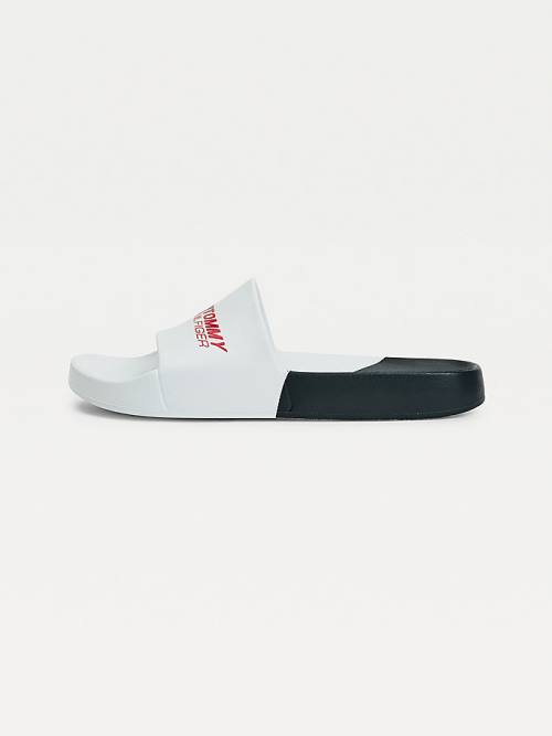 Sandały Tommy Hilfiger Sportowe Colour-Blocked Pool Slides Męskie Białe | TH729AKL