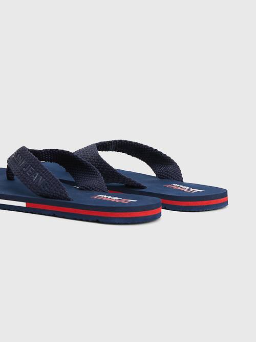 Sandały Tommy Hilfiger Webbing Paskiem Flag Flip-Flops Damskie Niebieskie | TH503OPJ