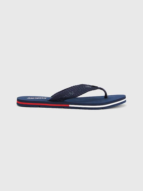 Sandały Tommy Hilfiger Webbing Paskiem Flag Flip-Flops Damskie Niebieskie | TH503OPJ