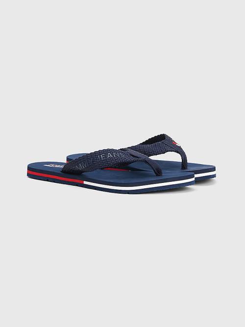 Sandały Tommy Hilfiger Webbing Paskiem Flag Flip-Flops Damskie Niebieskie | TH503OPJ