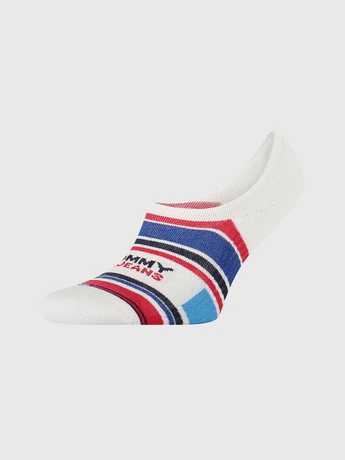 Skarpety Tommy Hilfiger 1-Pack Multicolour Stripe No-Show Męskie Niebieskie | TH864DSL