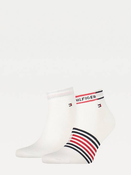 Skarpety Tommy Hilfiger 2-Pack Breton Stripe Quarter Męskie Białe | TH078VLN