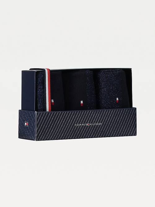 Skarpety Tommy Hilfiger 3-Pack Sparkle Gift Box Damskie Niebieskie | TH187ESH