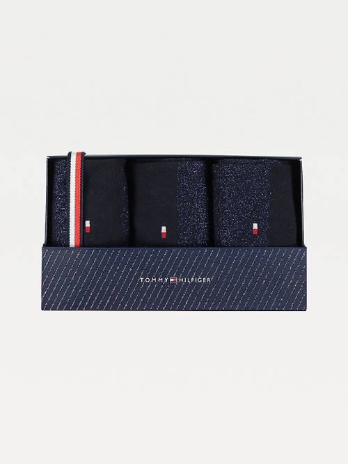 Skarpety Tommy Hilfiger 3-Pack Sparkle Gift Box Damskie Niebieskie | TH187ESH