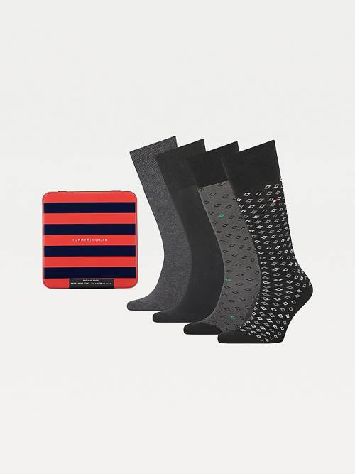 Skarpety Tommy Hilfiger 4-Pack Gift Box Knee-High Męskie Czarne | TH781JBT