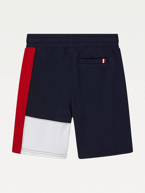 Spodnie Tommy Hilfiger Adaptive Colour-Blocked Knit Shorts Chłopięce Niebieskie | TH974KHW