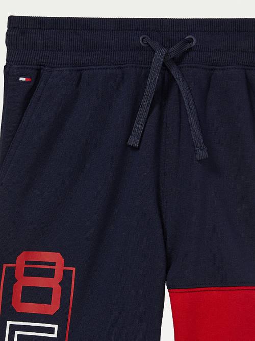 Spodnie Tommy Hilfiger Adaptive Colour-Blocked Knit Shorts Chłopięce Niebieskie | TH974KHW