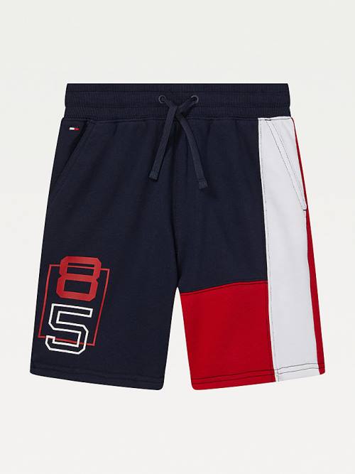 Spodnie Tommy Hilfiger Adaptive Colour-Blocked Knit Shorts Chłopięce Niebieskie | TH974KHW