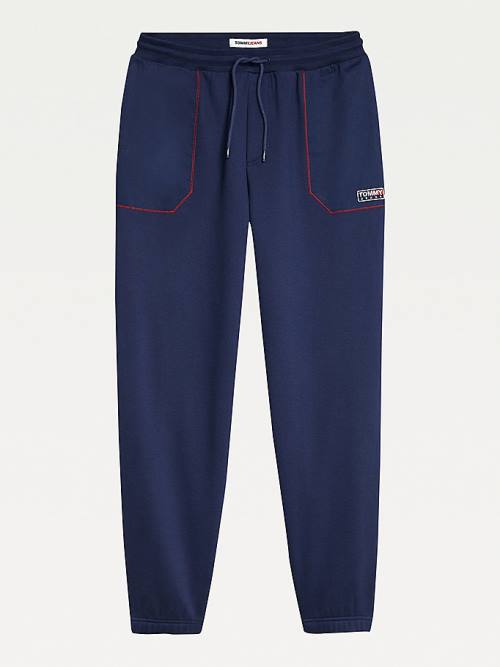 Spodnie Tommy Hilfiger Contrast Stitch Pocket Joggers Męskie Niebieskie | TH407RAK