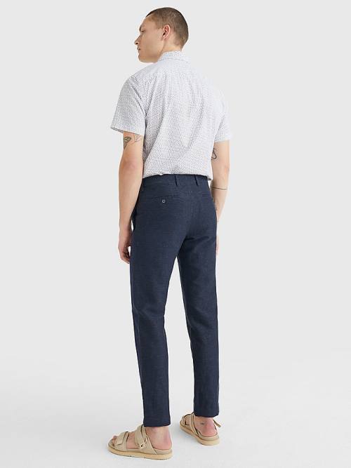 Spodnie Tommy Hilfiger Elevated Side Tape Tapered Męskie Niebieskie | TH395FZJ