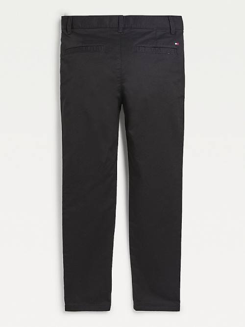 Spodnie Tommy Hilfiger Essential Slim Fit Chinos Chłopięce Czarne | TH139QAZ