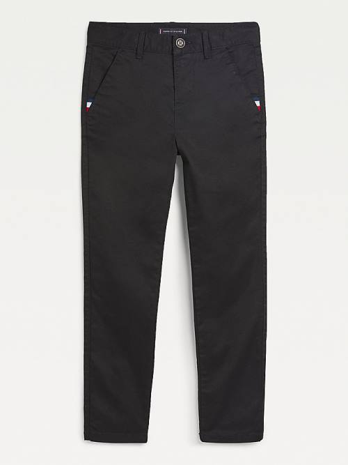 Spodnie Tommy Hilfiger Essential Slim Fit Chinos Chłopięce Czarne | TH139QAZ