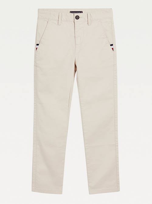 Spodnie Tommy Hilfiger Essential Slim Fit Chinos Chłopięce Beżowe | TH869YCQ