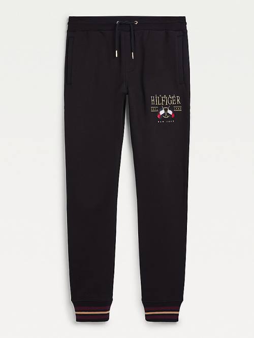 Spodnie Tommy Hilfiger Exclusive Flag Logo Joggers Męskie Czarne | TH537PIA