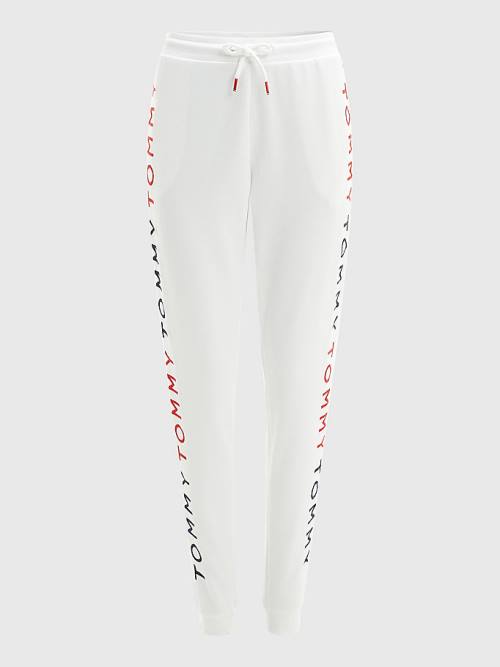 Spodnie Tommy Hilfiger Logo Embroidery Tapered Joggers Damskie Białe | TH812CKG