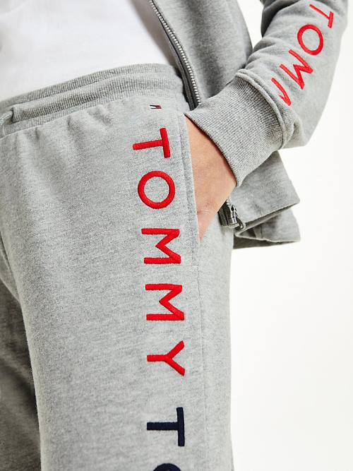 Spodnie Tommy Hilfiger Logo Embroidery Tapered Joggers Damskie Szare | TH903VGH