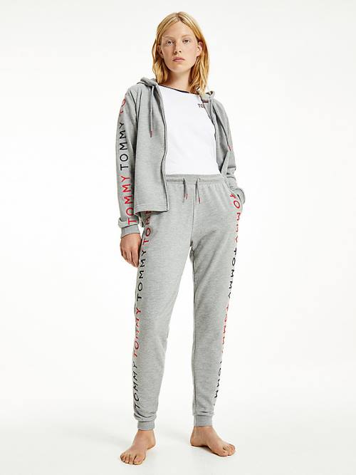 Spodnie Tommy Hilfiger Logo Embroidery Tapered Joggers Damskie Szare | TH903VGH