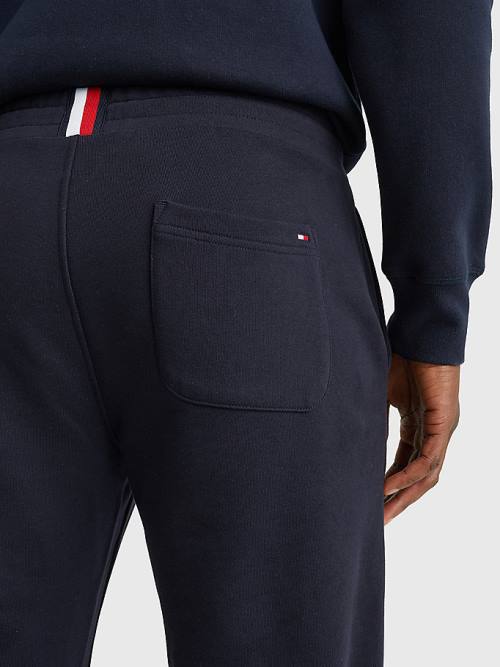 Spodnie Tommy Hilfiger Logo Organic Bawełniane Joggers Męskie Niebieskie | TH124QHN