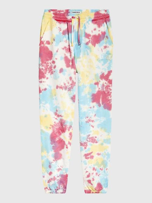 Spodnie Tommy Hilfiger Logo Tie-Dye Joggers Męskie Białe | TH298EDJ