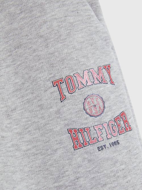 Spodnie Tommy Hilfiger Organic Bawełniane Varsity Joggers Dziewczynka Szare | TH817LWC