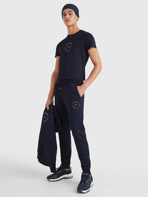 Spodnie Tommy Hilfiger Organic Bawełniane Flex Fleece Joggers Męskie Niebieskie | TH849ZFV