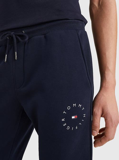 Spodnie Tommy Hilfiger Organic Bawełniane Flex Fleece Joggers Męskie Niebieskie | TH849ZFV